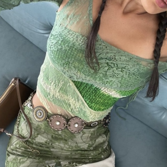 Green Lace Tops